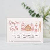 Carte D'accompagnement Apres Ski Pink Baby shower Diaper Raffle (Debout devant)