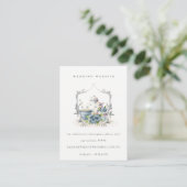 Carte D'accompagnement Aqua Blue fleuri Teapot Crest Site Mariage (Debout devant)