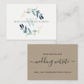 CARTE D'ACCOMPAGNEMENT AQUA BLUE GOLD FOLIAGE WREATH WEDDING WEBSITE (Devant / Derrière)