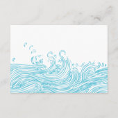 Carte D'accompagnement Aqua Blue Ocean Waves QR code Beach Wedding RSVP (Dos)