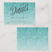Carte D'accompagnement Aqua Blue Parties scintillant Fancy Script Détail (Devant / Derrière)