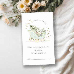 Carte D'accompagnement Aqua Blue Winter Sleigh Diaper Baby shower de cara