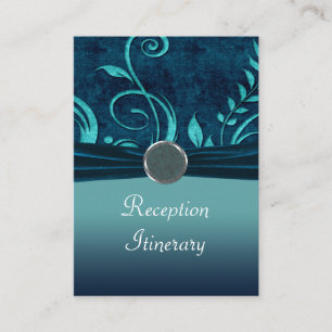 Carte D'accompagnement Aqua et Navy Blue Velvet Mariage Swirl