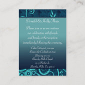 Carte D'accompagnement Aqua et Navy Blue Velvet Mariage Swirl (Dos)
