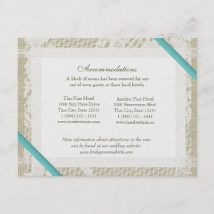 Carte D'accompagnement Aqua Ocean Lace et Burlap Directions