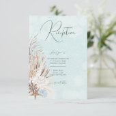 Carte D'accompagnement Aqua Ocean & Shells Réception de mariage moderne (Debout devant)