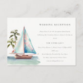 Carte D'accompagnement Aqua Sailboat Turquoise Palm Seascape Mariage Réce (Devant)