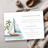 Carte D'accompagnement Aqua Sailboat Turquoise Palm Seascape Mariage Réce