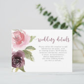 Carte D'accompagnement aquarelle à fleurs rose bordeaux détails (Debout devant)