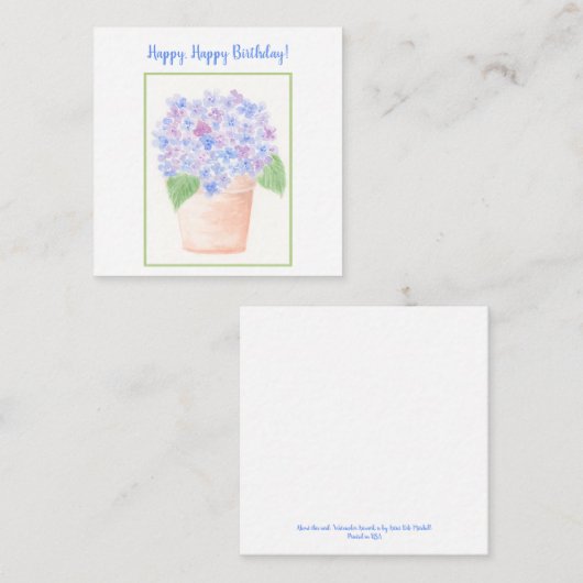 Carte D'accompagnement Aquarelle à perte peinte à la main Hydrangea Flora (Devant / Derrière)