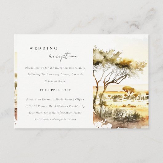 Carte D'accompagnement Aquarelle Accueil Mariage Paysage Africain (Devant)