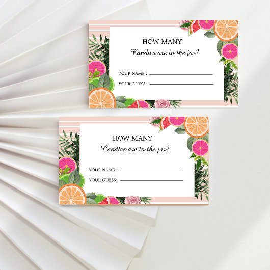 Carte D'accompagnement Aquarelle agrumes devinez combien de bonbons