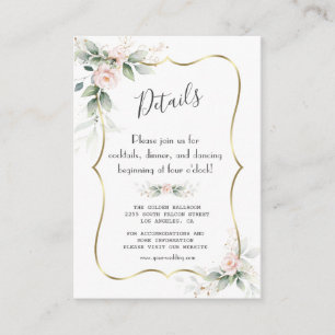 Carte D'accompagnement Aquarelle Airy Verdure Floral Détails du Mariage