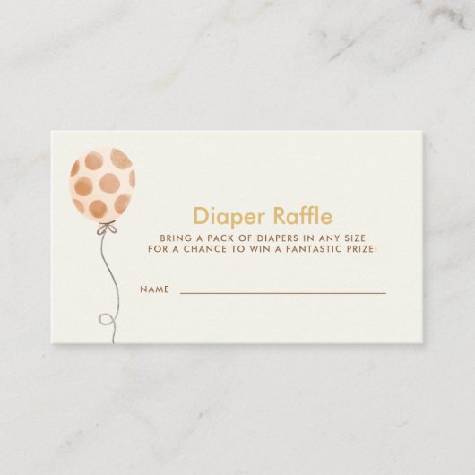 Carte D'accompagnement Aquarelle Baby shower de ballons Raffin de couches (Devant)