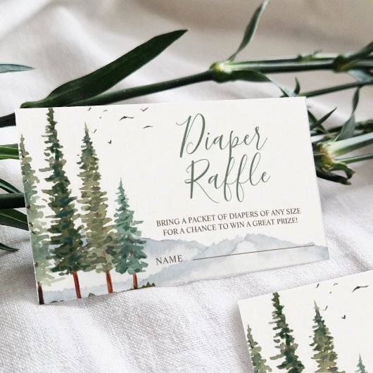 Carte D'accompagnement Aquarelle Baby shower de bois Déchets Raffin