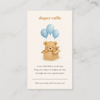 Carte D'accompagnement Aquarelle Balloon Bear Diaper Baby shower Raffin