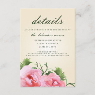 Carte D'accompagnement Aquarelle Begonias Floral Détails du Mariage