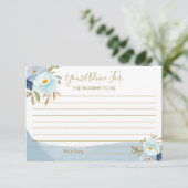 Carte D'accompagnement Aquarelle bleu clair Baby shower Floral Conseils (Debout devant)