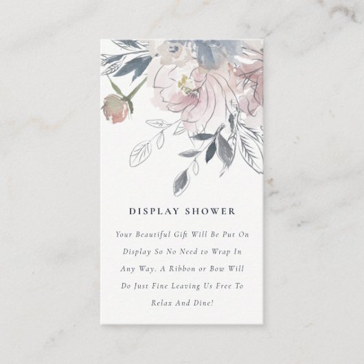 Carte D'accompagnement Aquarelle bleu doux Aquarelle Florale Douche (Devant)