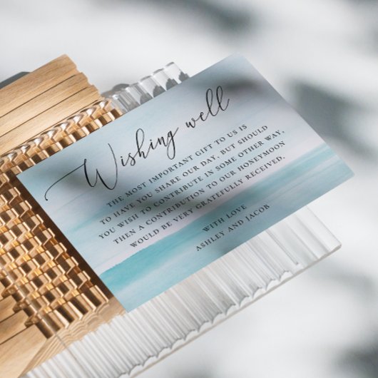 Carte D'accompagnement Aquarelle bleu doux mariage nautique désirant bien