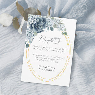 Carte D'accompagnement Aquarelle bleu Dusty Réception de mariage floral