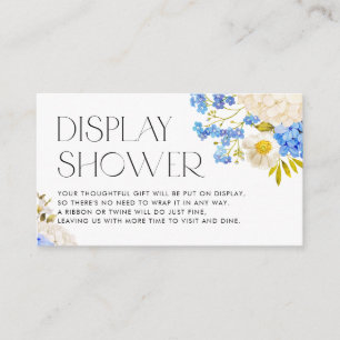 Carte D'accompagnement Aquarelle Bleu et Blanc Hydrangea Affichage douche