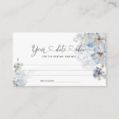 Carte D'accompagnement Aquarelle Bleu floral Date idées nuit. Date jar (Devant)