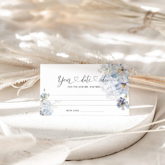 Carte D'accompagnement Aquarelle Bleu floral Date idées nuit. Date jar