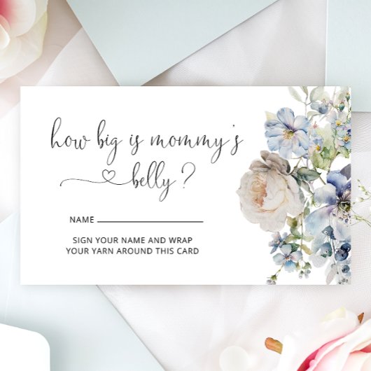 Carte D'accompagnement Aquarelle Bleu Floral Quelle taille a le ventre de