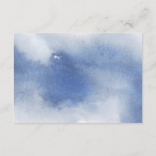 Carte D'accompagnement Aquarelle bleu foncé, Mariage floral QR Code RSVP (Dos)