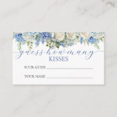 Carte D'accompagnement Aquarelle Bleu Hydrangée Devinez combien de baiser (Devant)