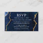 Carte D'accompagnement Aquarelle Bleu Marbre Mariage RSVP QR Retour (Devant)
