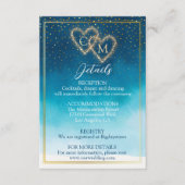 Carte D'accompagnement Aquarelle Bleu Océan Vagues Avec Mariage Monogramm (Devant)