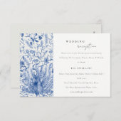 Carte D'accompagnement Aquarelle bleu orné Peacock Réception de mariage (Devant / Derrière)