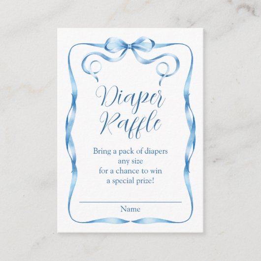 Carte D'accompagnement Aquarelle Bleu Ribbon Raffin (Devant)