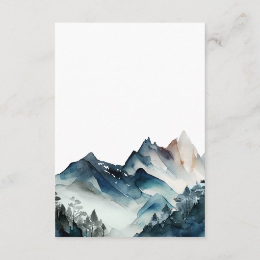 Carte D'accompagnement Aquarelle bleu Rustique Mounts Détails Boîtier (Dos)