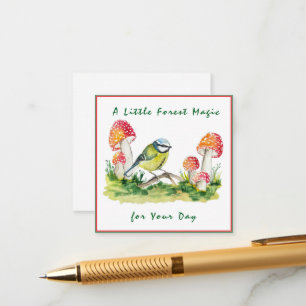 Carte D'accompagnement Aquarelle bleu Tit et vol Agaric