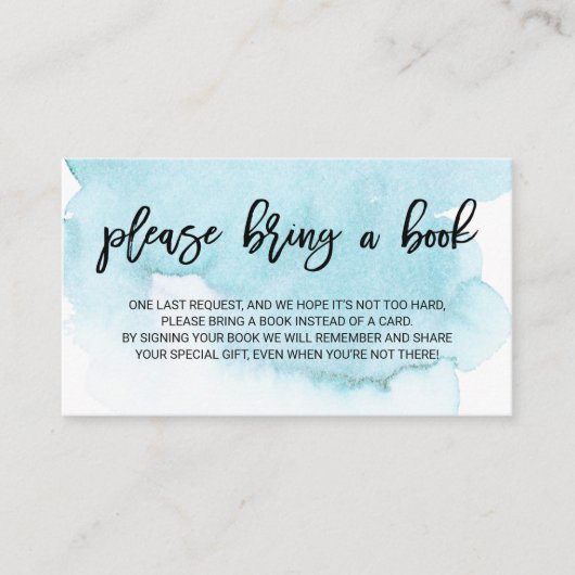 Carte D'accompagnement Aquarelle bleu turquoise Apportez un Baby shower d (Devant)