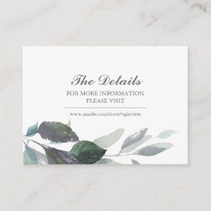 Carte D'accompagnement Aquarelle bleue Botanique Détails de l'invité Insé