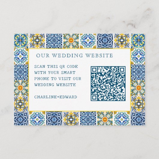 Carte D'accompagnement Aquarelle Bleue Méditerranée | RSVP QR Code (Dos)