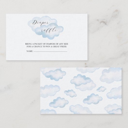 Carte D'accompagnement Aquarelle Blue Cloud Baby shower Déchets Raffle (Devant / Derrière)