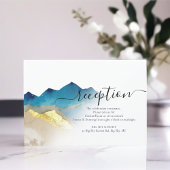 Carte D'accompagnement Aquarelle Blue Golden Mountains Réception de maria