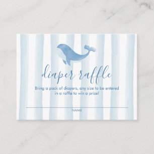 Carte D'accompagnement Aquarelle Blue Whale Baby shower Déchets Raffle