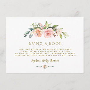 Carte D'accompagnement Aquarelle Blush Cream Floral Apporter Un Livre