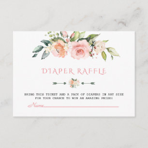 Carte D'accompagnement Aquarelle Blush Cream Floral Diaper Raffle
