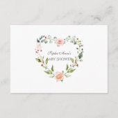 Carte D'accompagnement Aquarelle Blush Cream Floral Diaper Raffle (Dos)