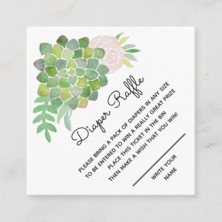 Carte D'accompagnement Aquarelle Blush Rose et succulent Déchet Raffle