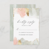 Carte D'accompagnement Aquarelle Blush & Sage Mariage géométrique RSVP (Devant / Derrière)