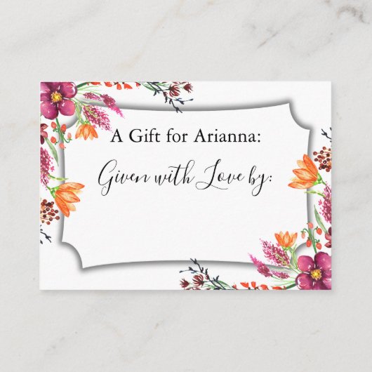 Carte D'accompagnement Aquarelle Boho Fleurs sauvages Afficher la Fête de (Dos)