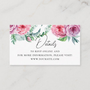Carte D'accompagnement Aquarelle boho jardin fleuri mariage QR détails